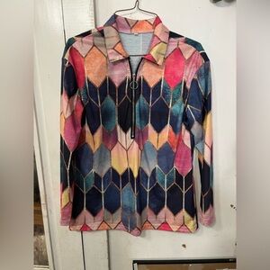Vibrant Dopamine Multicolor Women's Geometric Blouse